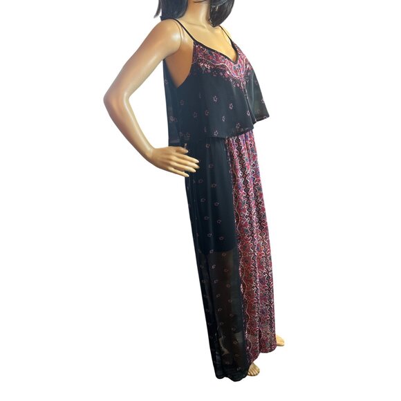 Express Black Chiffon Printed Maxi Dress Size Medium - Picture 2 of 4